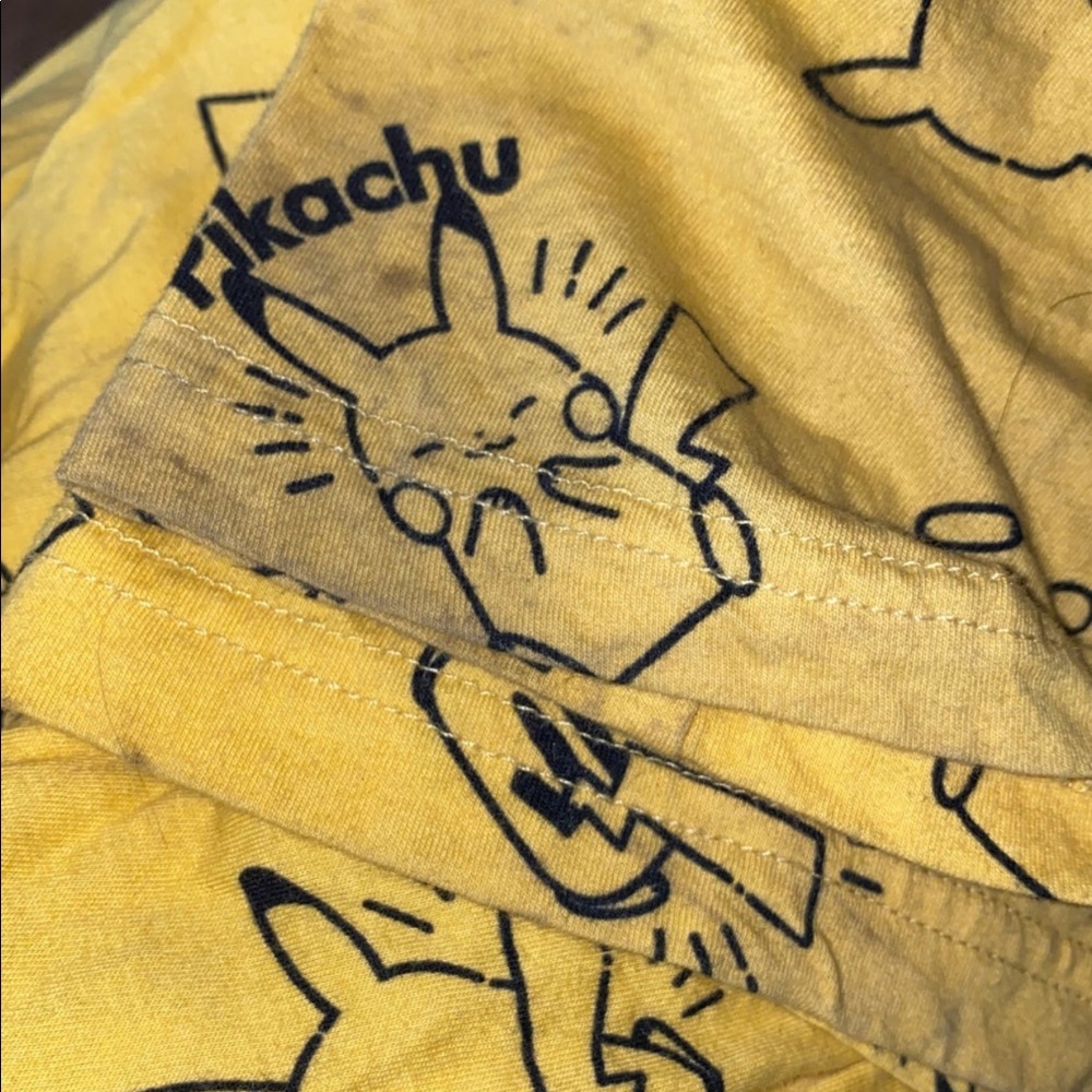 Pikachu logo all over Yellow Pants sleepwear Graphic design designer Size Large - Picture 3 of 4